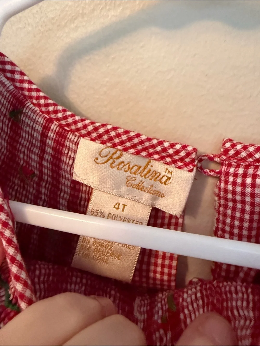 Rosalina Red Smocked Gingham Girls' Dress